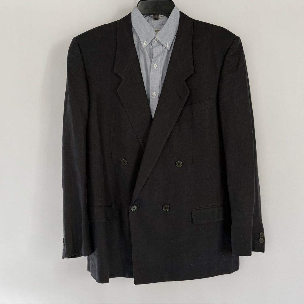 Gucci 100% Linen Navy Double-Breasted Blazer